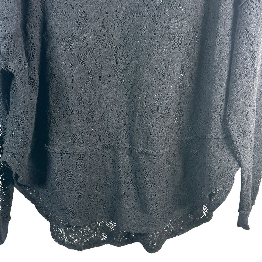 Free People Not Cold In This Black Lace Top M Soft Felted Loose Artsy Bohemian - Picture 8 of 10